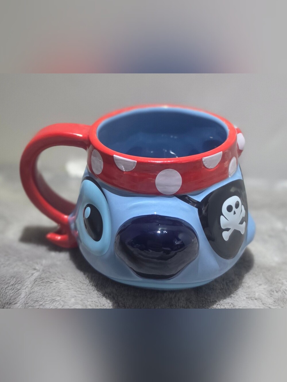 Disney Cruise Line Stitch Sculptured Coffee Mug Pirate Ceramic 14 Oz Glossy